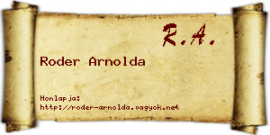 Roder Arnolda névjegykártya